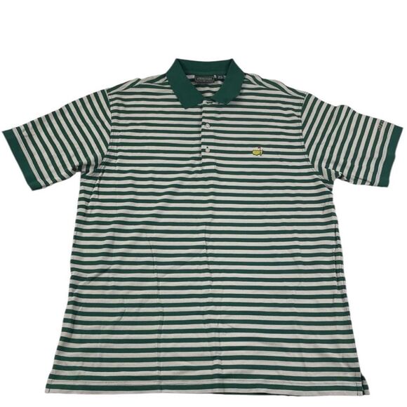Masters Collection Mens Golf Shirt Green White Striped Augusta National M - Picture 1 of 6